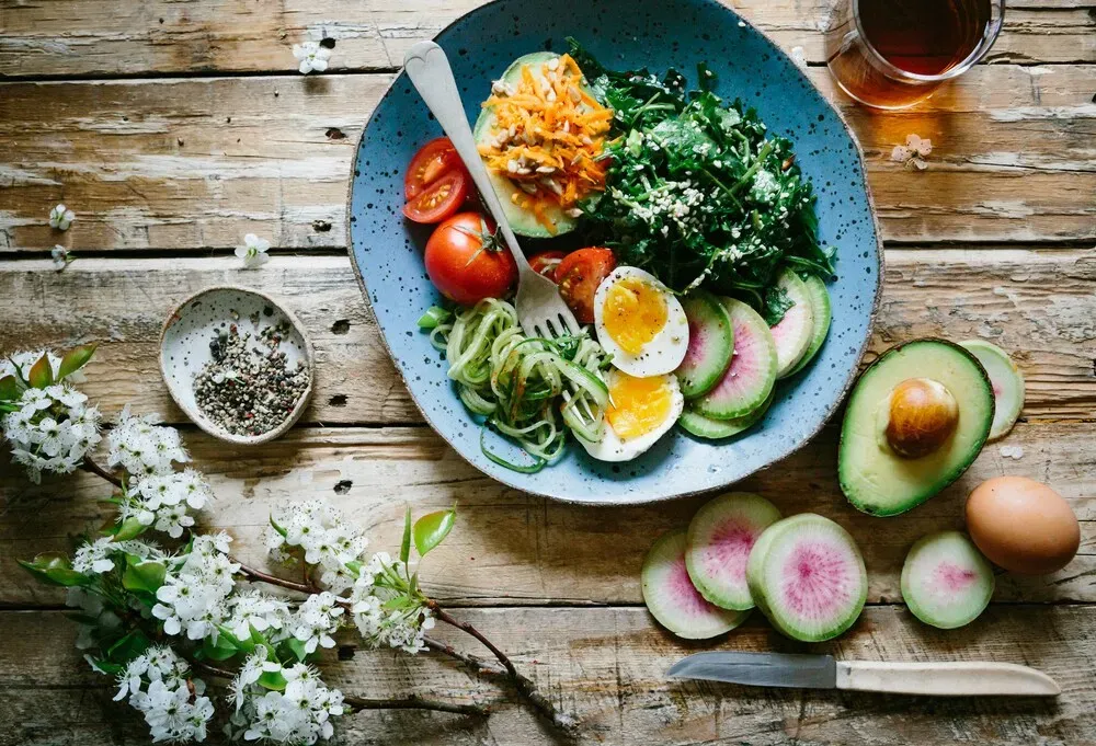 avocado, healthy food plate