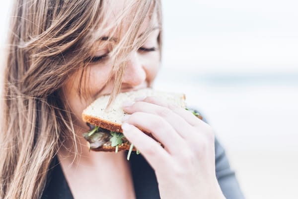 woman, eating sandwich